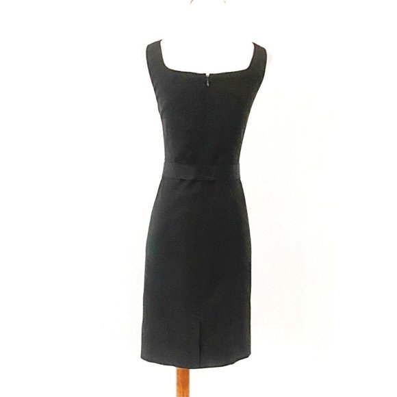 Elie Tahari Sleeveless Square Neck Wool Blend Ribbon Belted Dress Size 6 - Picture 4 of 7